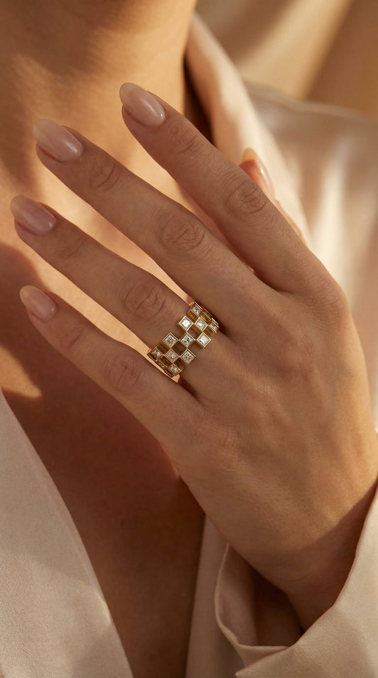 Bold Geometric Princess Cut Diamond Band