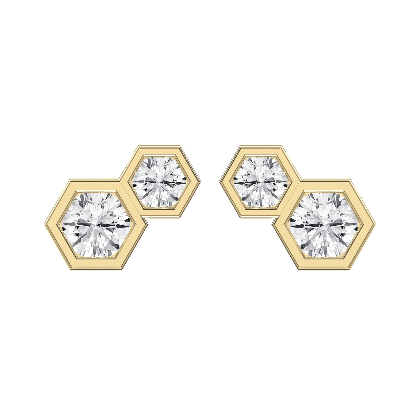 Honeycomb Hex Design Round Shape Earrings Studs