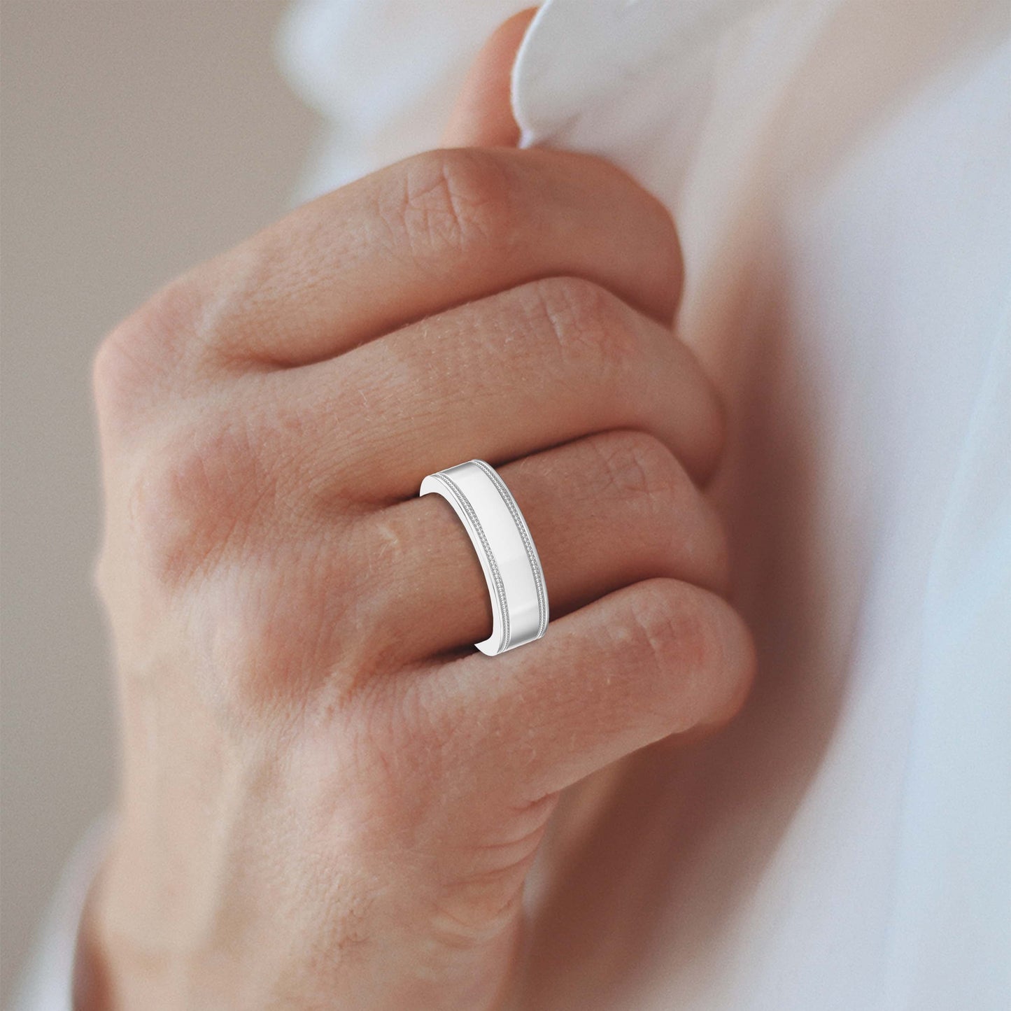 Men’s Flat Polish Milgraine Metal Ring