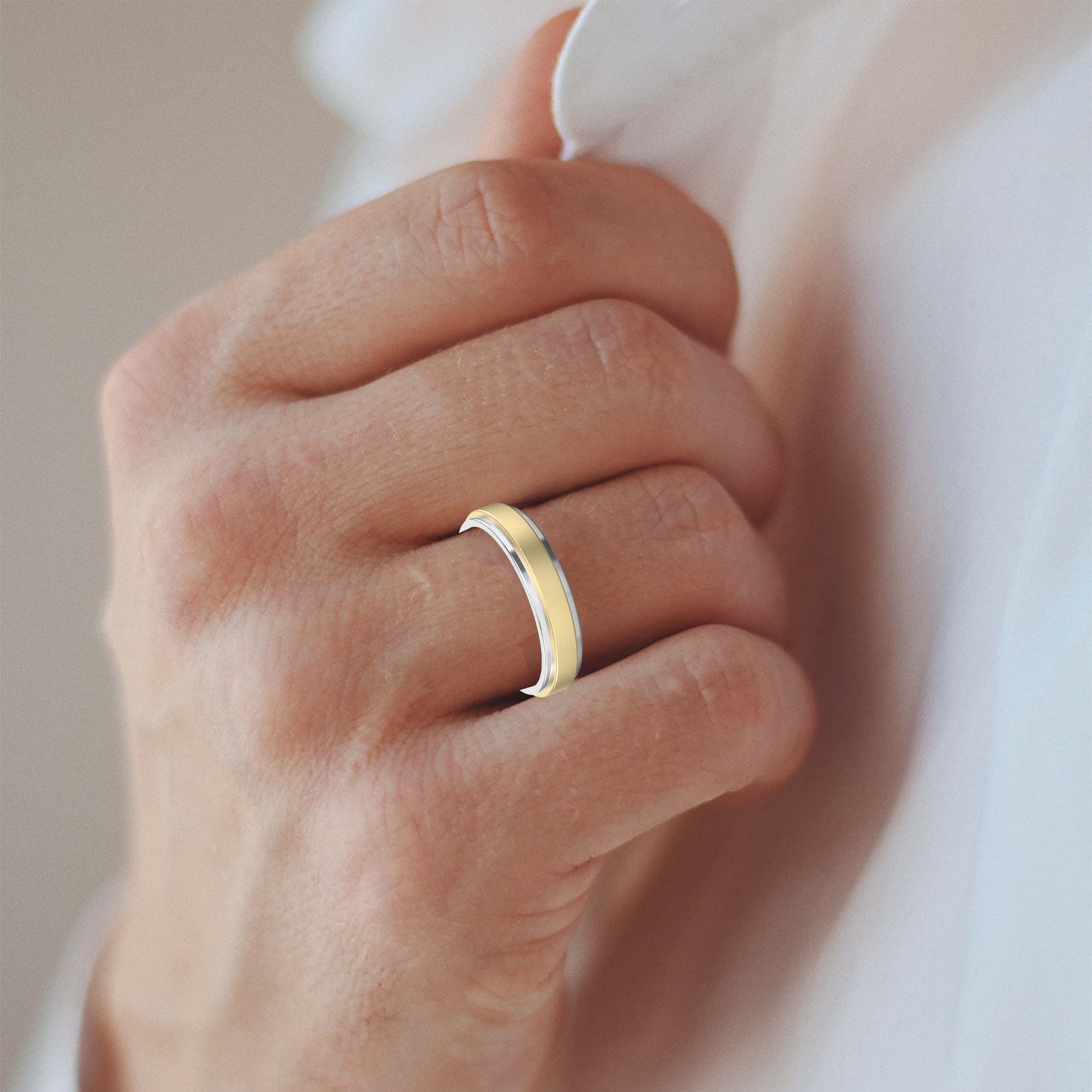 Two-Tone Wedding Band Crafted Entirely Metal band