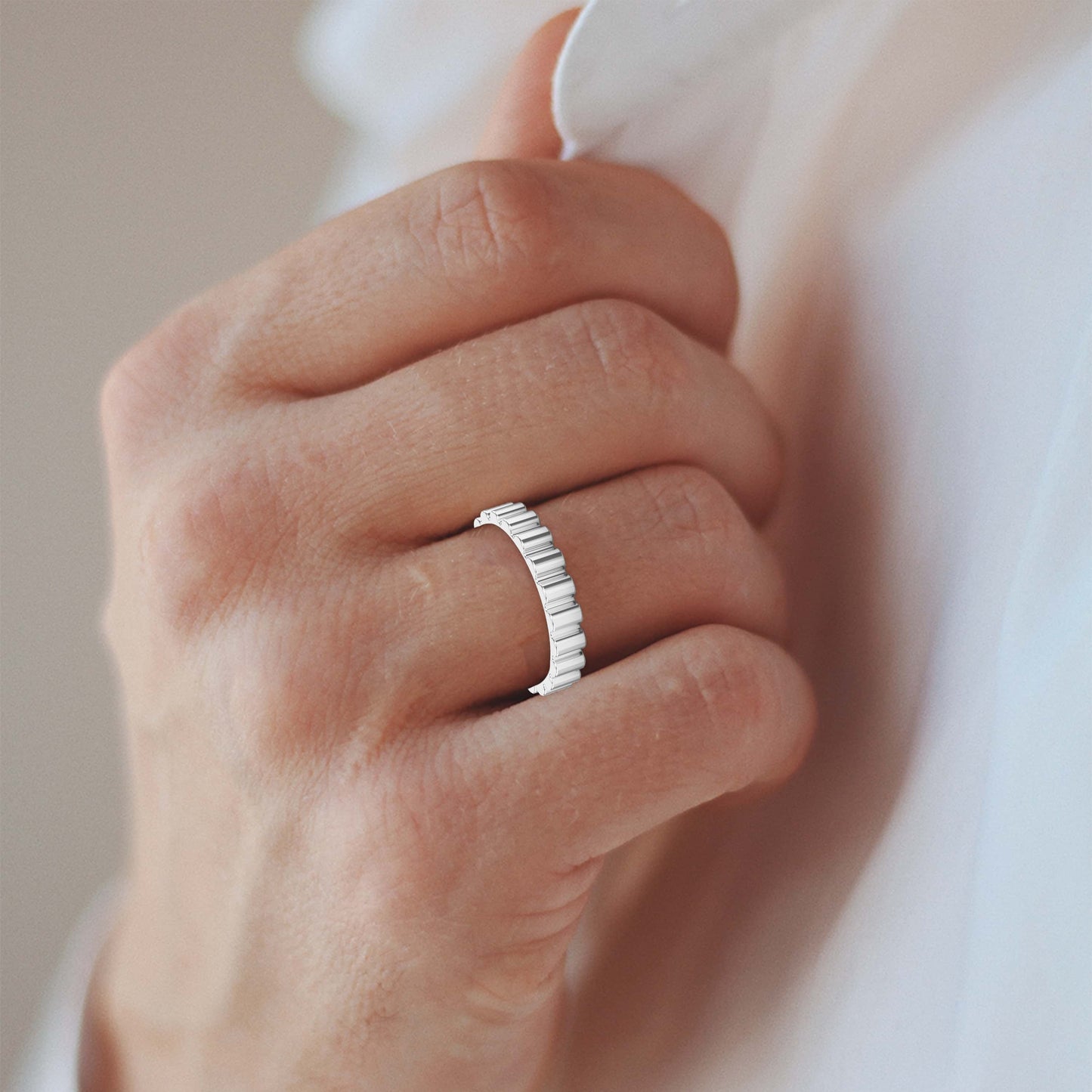 Fluted Wedding Metal Band