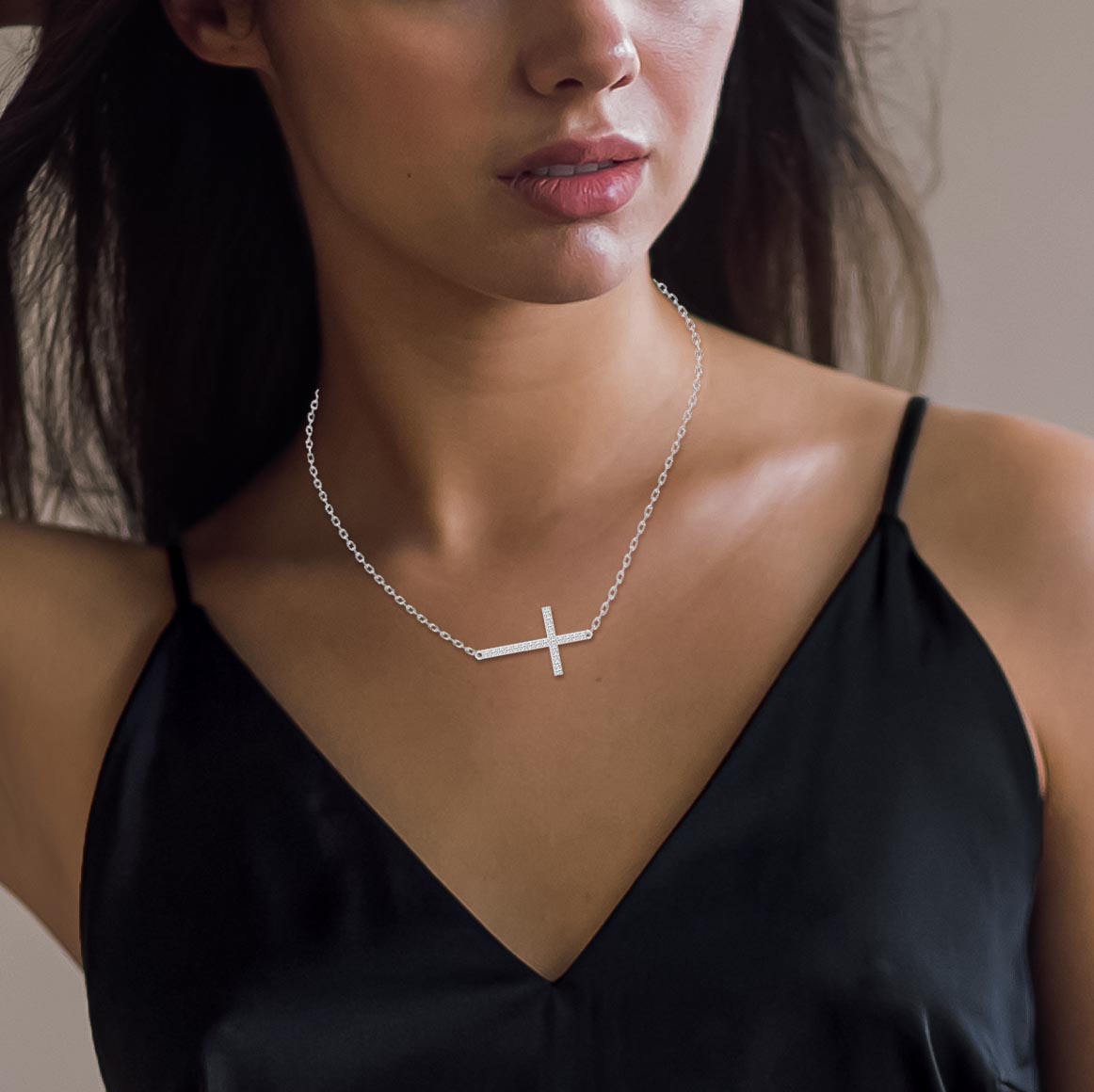 Side Way Cross Fashion Necklace