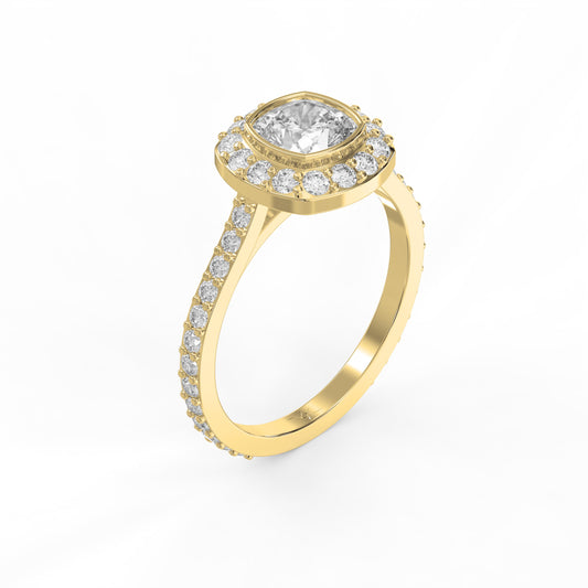 Cushion Shape Round Brilliant Side Stone Engagement Ring