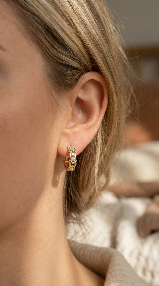 Crisscross Detailing Diamond Hoops Fine Jewelry