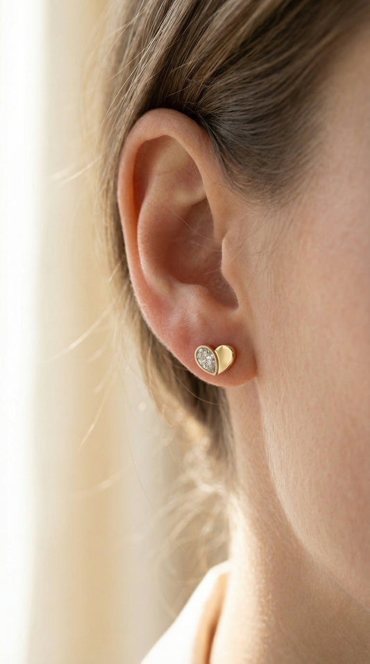 Heart Shape Earrings with Pear-Shaped Diamond Fashion Earring