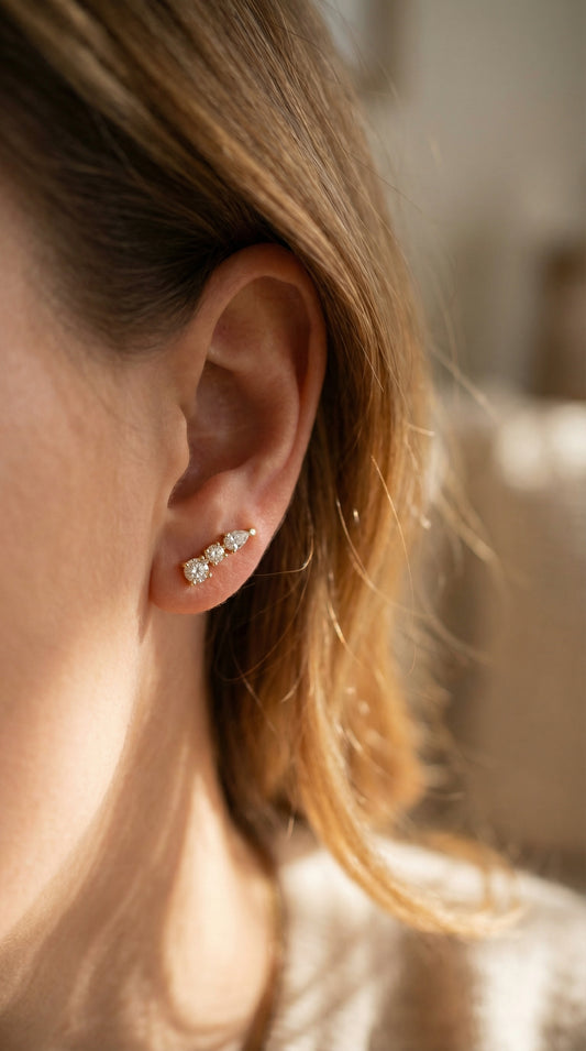 Pear & Round Diamond Cluster Design Fashion Earrings