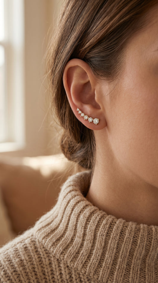 Round Diamond Celestial Climbers Fashion Earring