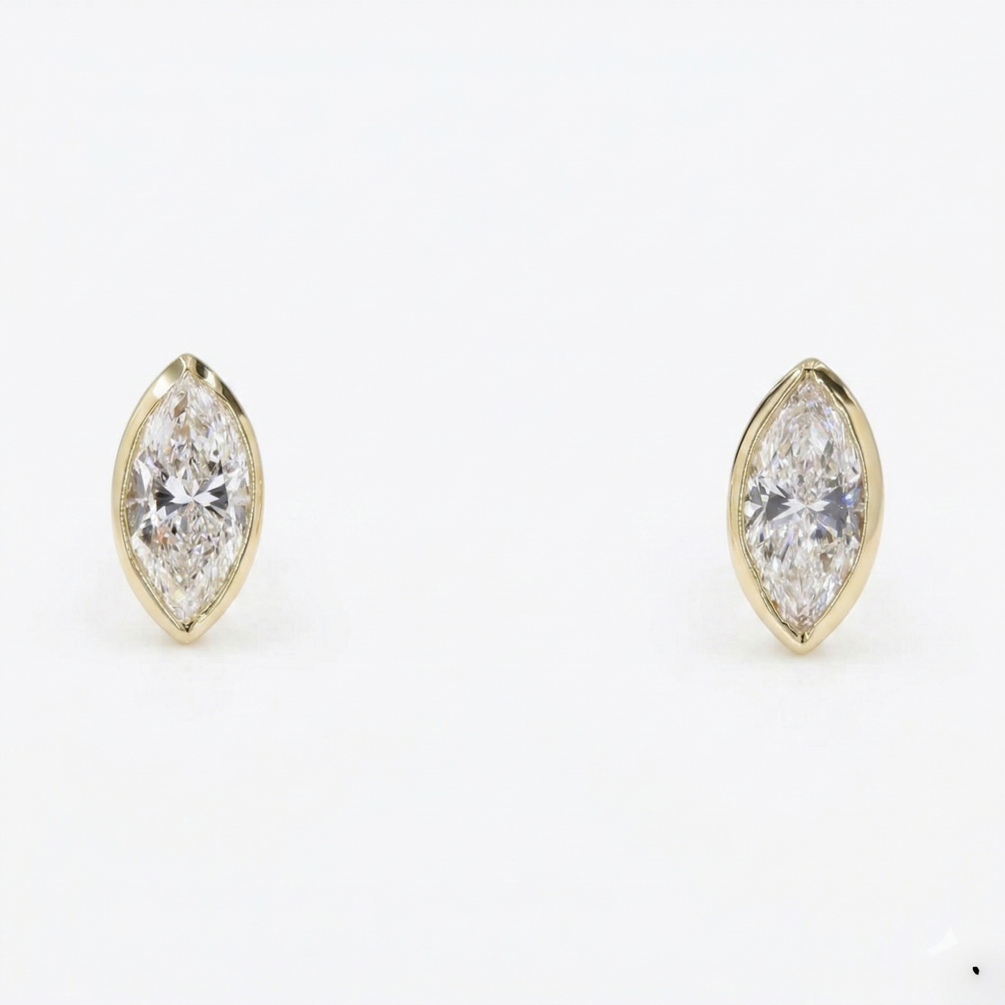 Dainty Minimalist Bezel Setting Marquise Cut Diamond Stud Earrings