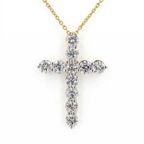 Round Diamond Cross Pendant Necklace