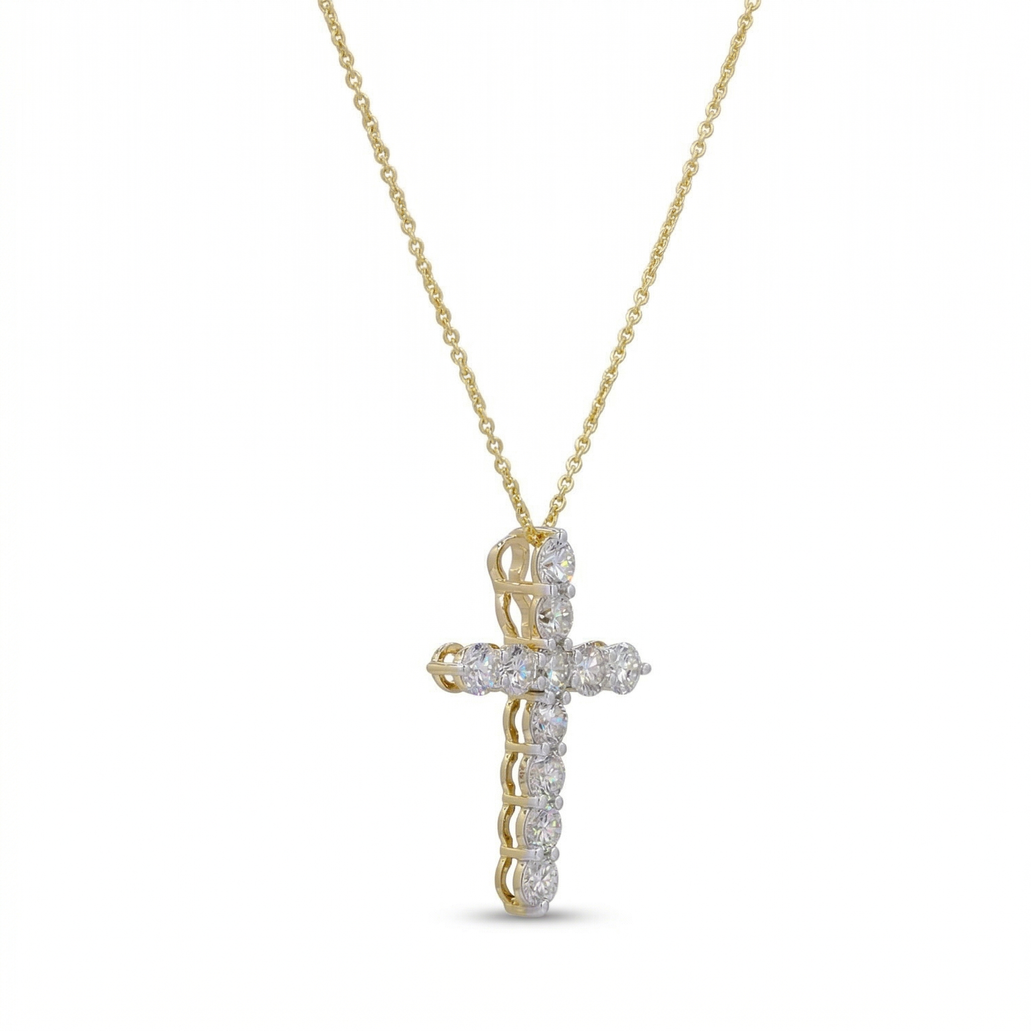 Round Diamond Cross Pendant Necklace