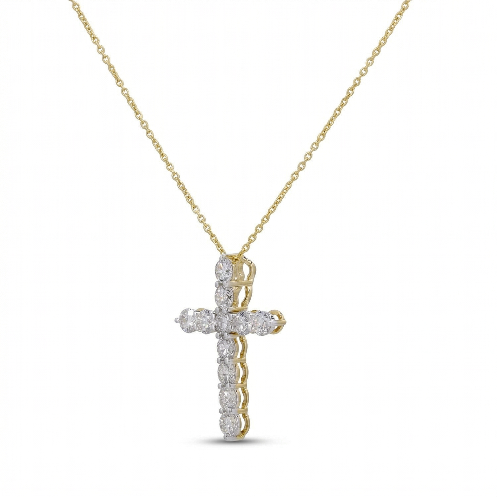Round Diamond Cross Pendant Necklace
