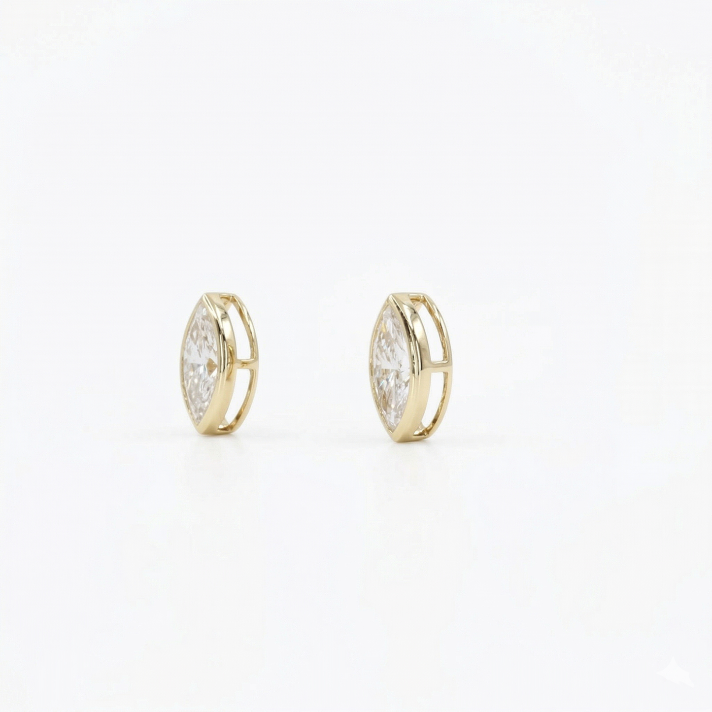 Dainty Minimalist Bezel Setting Marquise Cut Diamond Stud Earrings
