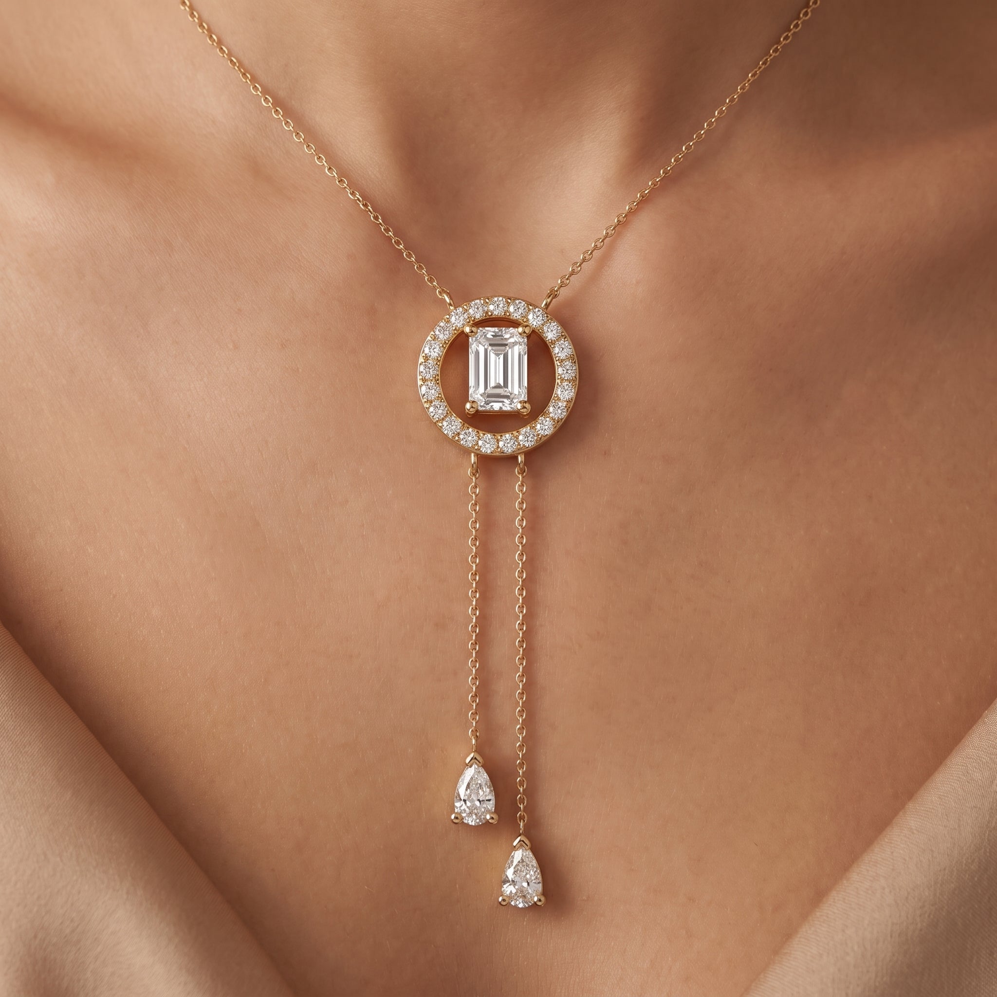 Emerald Cut Lab Grown Diamond Pendant Necklace