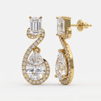 Celestia Luxe Emerald & Pear Cut Diamond Twist Fashion Earrings