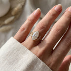 Solitaire Leaf Design Marquise Cut Diamond Engagement Ring