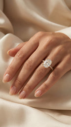 Cushion Cut Diamond  Pave Side Stone Engagement  Ring