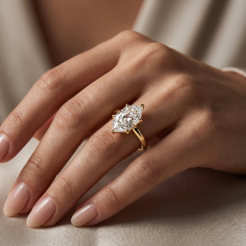 Dutch Marquise Cut Hidden Halo Round Diamond Engagement Ring