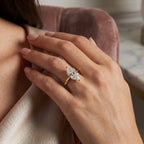 Dutch Marquise Cut Hidden Halo Round Diamond Engagement Ring