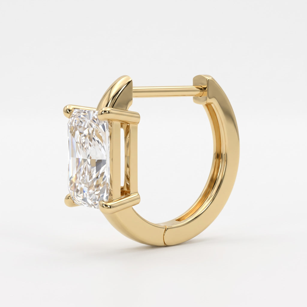 Celestine Radiant Cut Diamond Huggie Hoops Earrings