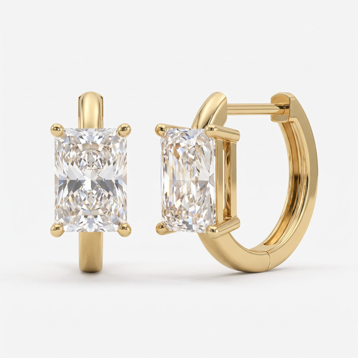 Celestine Radiant Cut Diamond Huggie Hoops Earrings