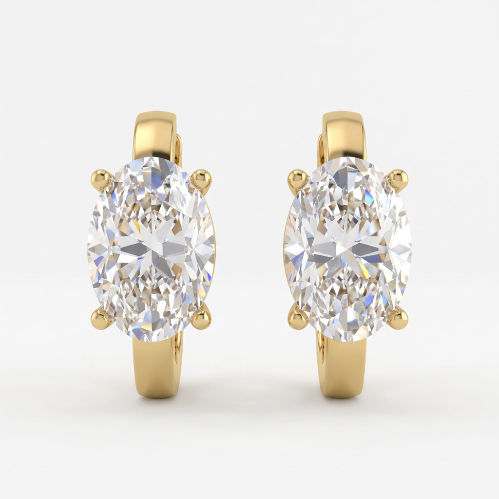 Luxury Oval Diamond Huggie Hoops Earrings