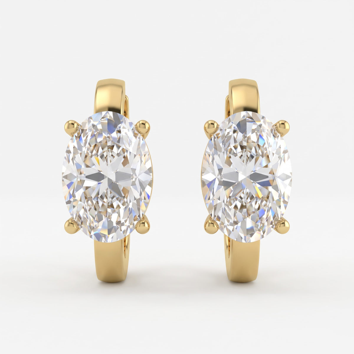 Luxury Oval Diamond Huggie Hoops Earrings