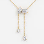 Marquise & Emerald Diamond Asymmetric Lariat Pendant Necklace