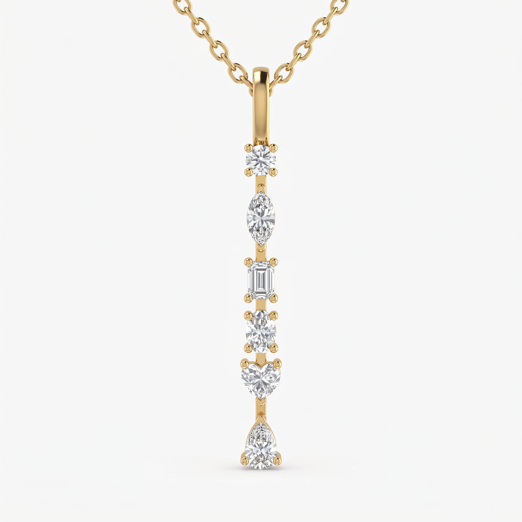 Ethereal Elegance Multi-Cut Diamond Pendant Necklace