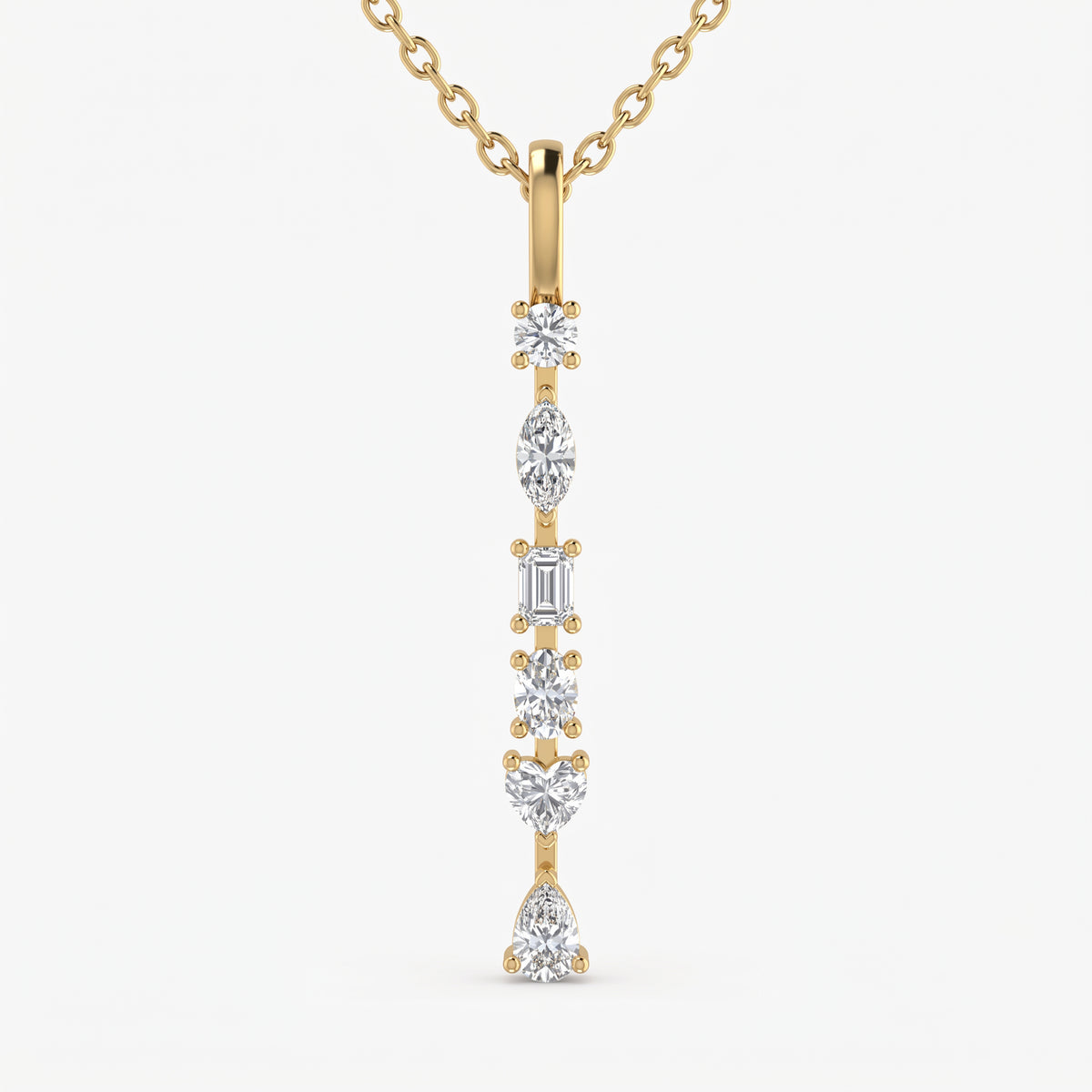Ethereal Elegance Multi-Cut Diamond Pendant Necklace