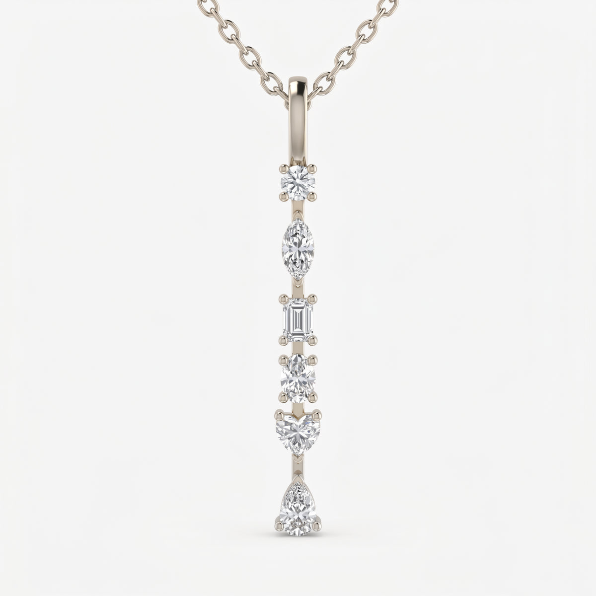 Ethereal Elegance Multi-Cut Diamond Pendant Necklace