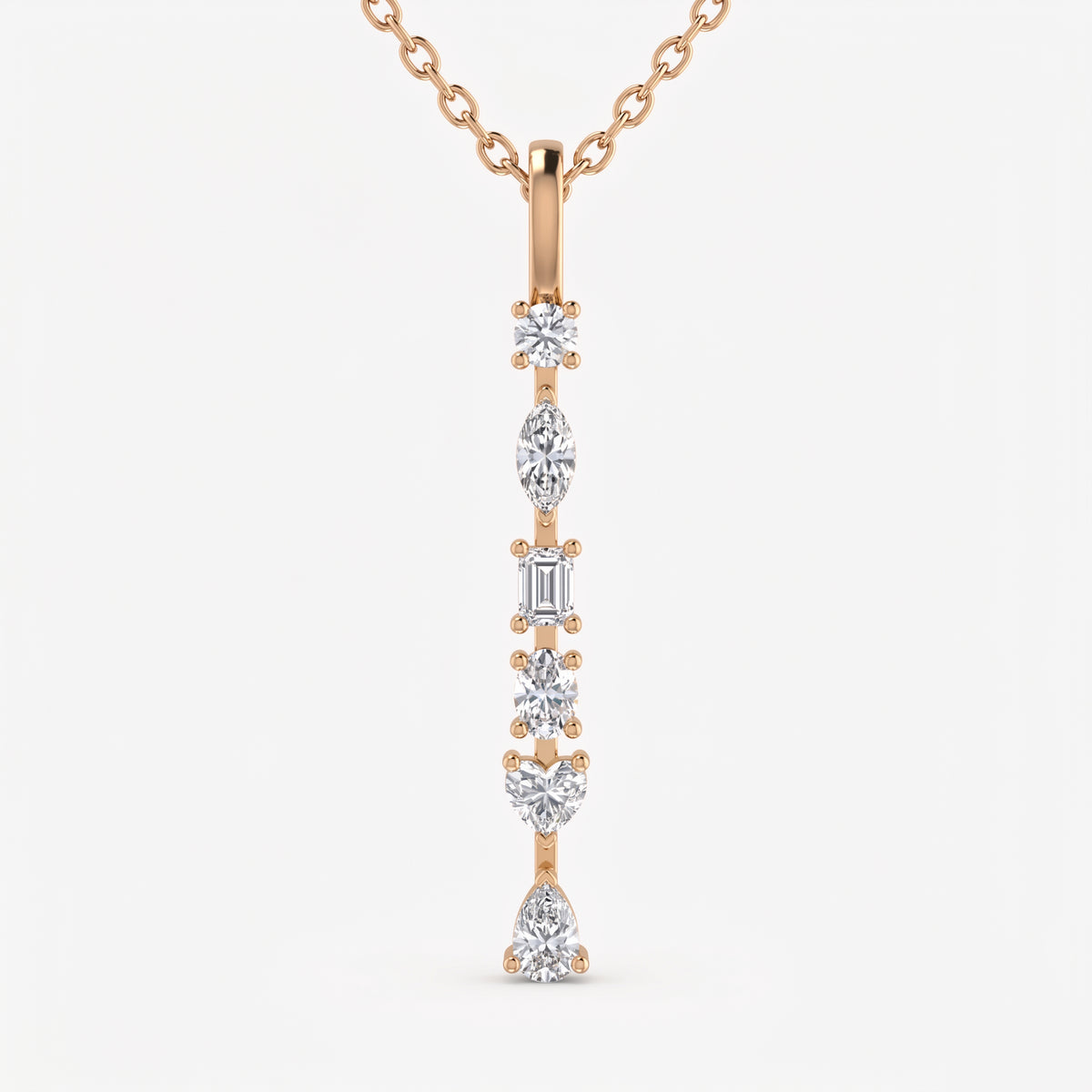 Ethereal Elegance Multi-Cut Diamond Pendant Necklace