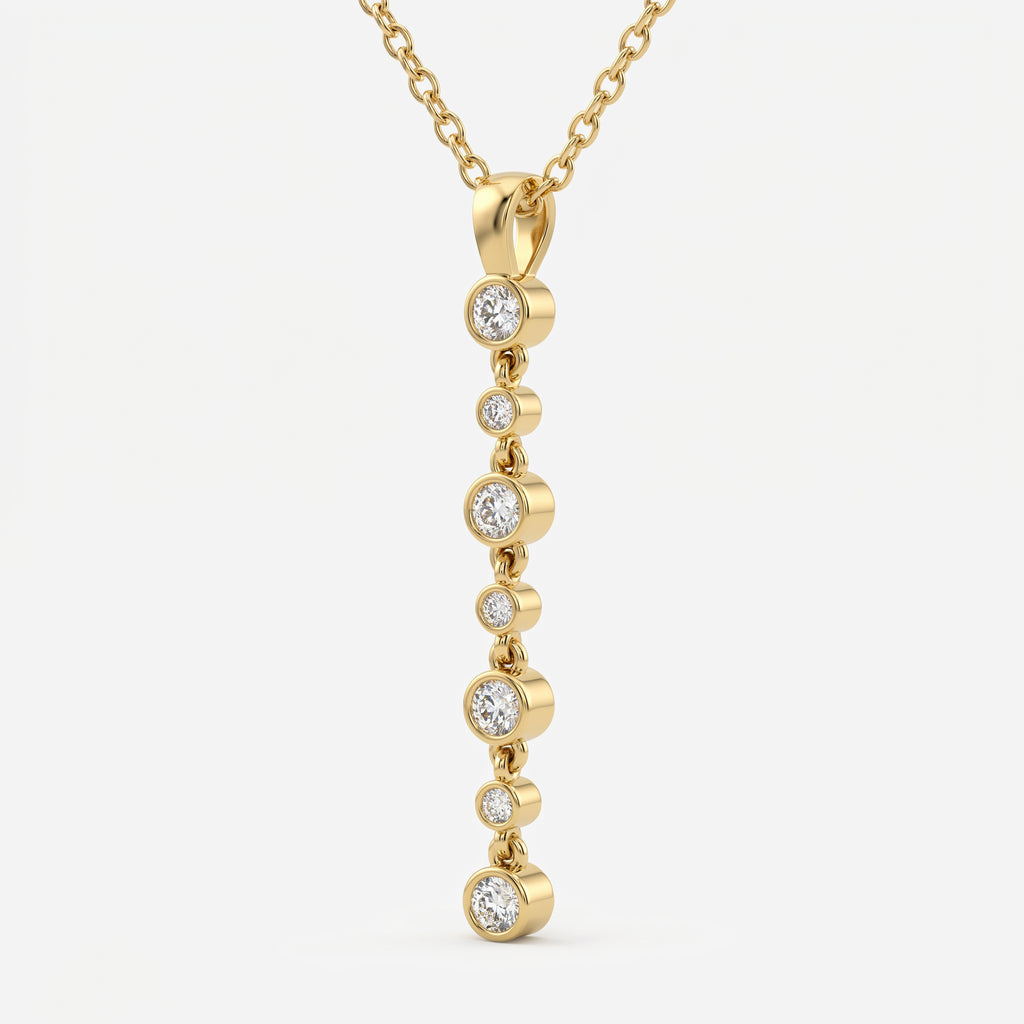 Celestia Bezel Round Diamond Cascade Pendant Necklace