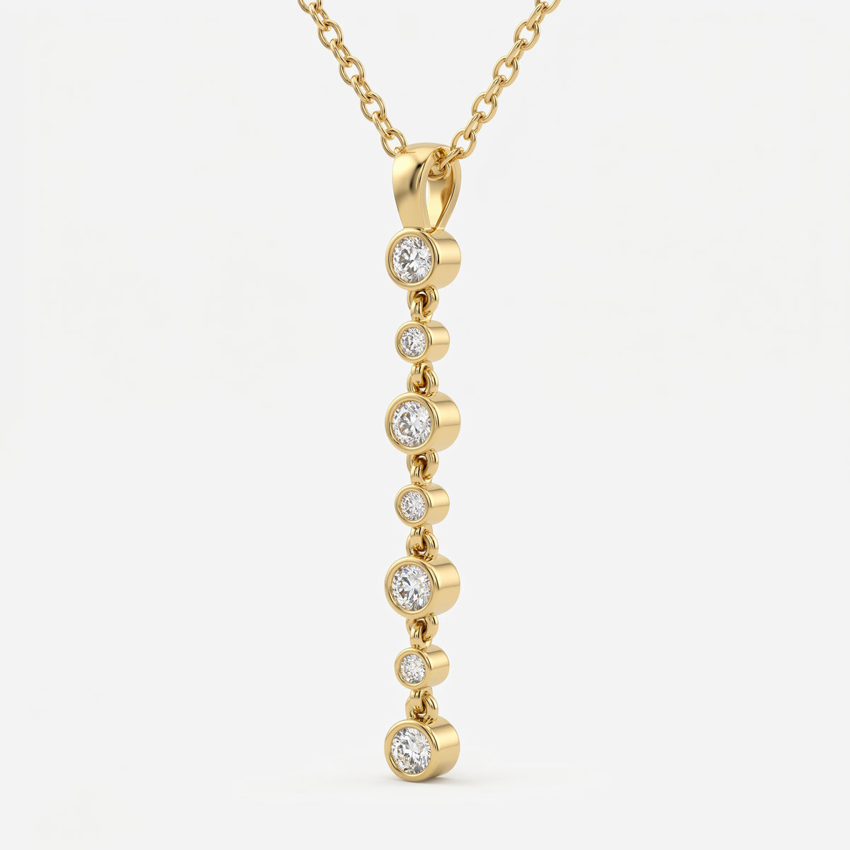 Celestia Bezel Round Diamond Cascade Pendant Necklace