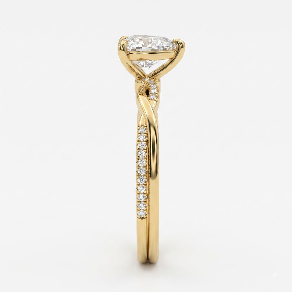 Aurelia Heart Cut Diamond Twisted Side Stone Ring