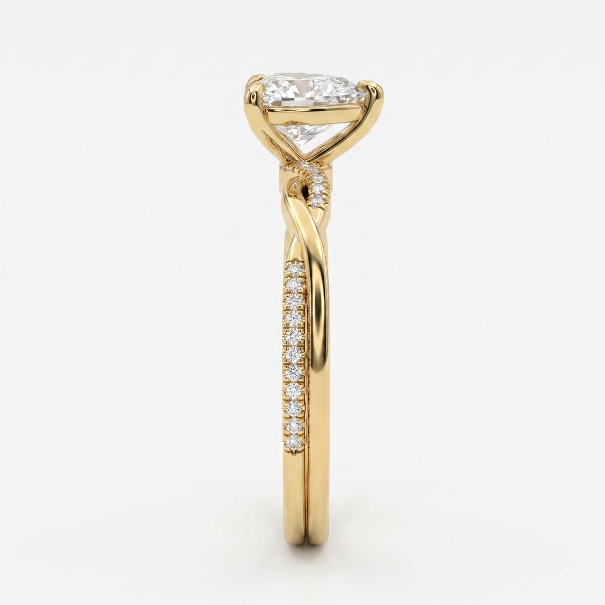 Aurelia Heart Cut Diamond Twisted Side Stone Ring