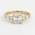 Modern Luxury Aurelia Asscher Five-Stone Diamond Side Stone Ring