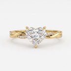 Aurelia Heart Cut Diamond Twisted Side Stone Ring
