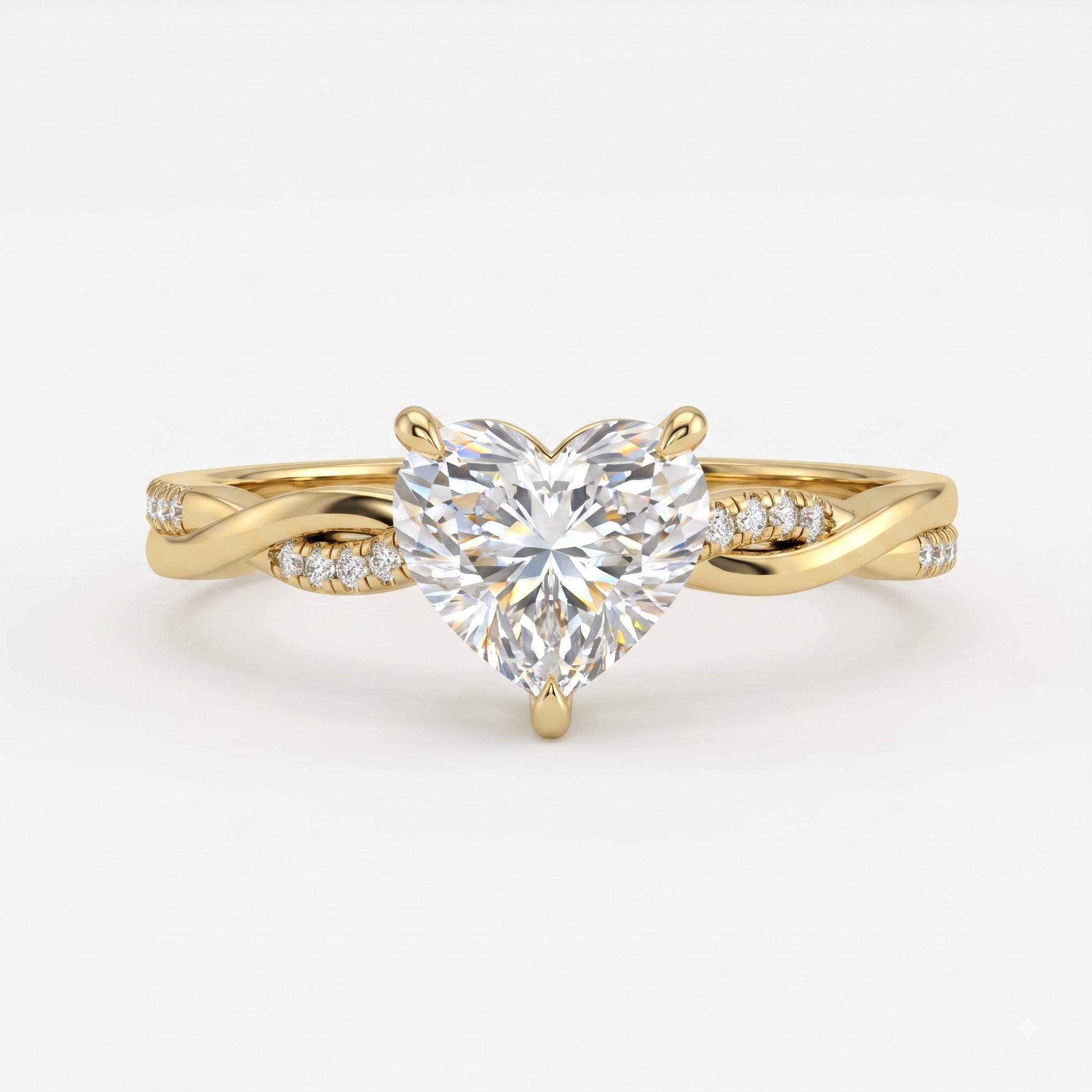 Aurelia Heart Cut Diamond Twisted Side Stone Ring