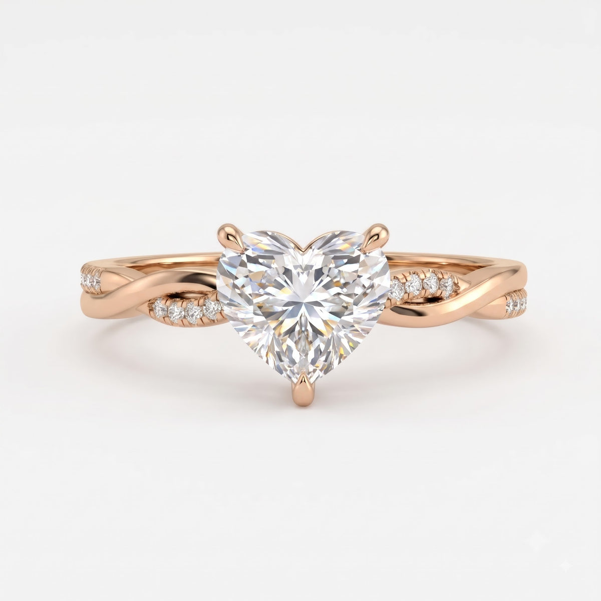 Aurelia Heart Cut Diamond Twisted Side Stone Ring