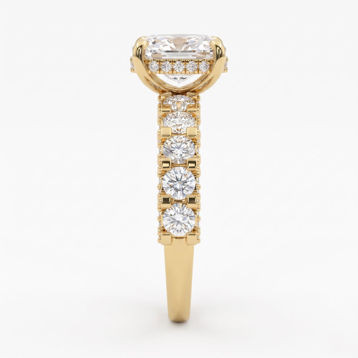 The Celestial Bloom Cushion Diamond Hidden Halo Ring