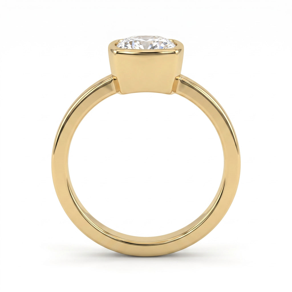 Aurelia Cushion Diamond Bezel Setting Solitaire Ring
