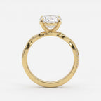 Celestia Oval Diamond Crossover Side Stone Engagement Ring