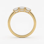 Modern Luxury three matching Ascher-cut diamonds Eternity Ring