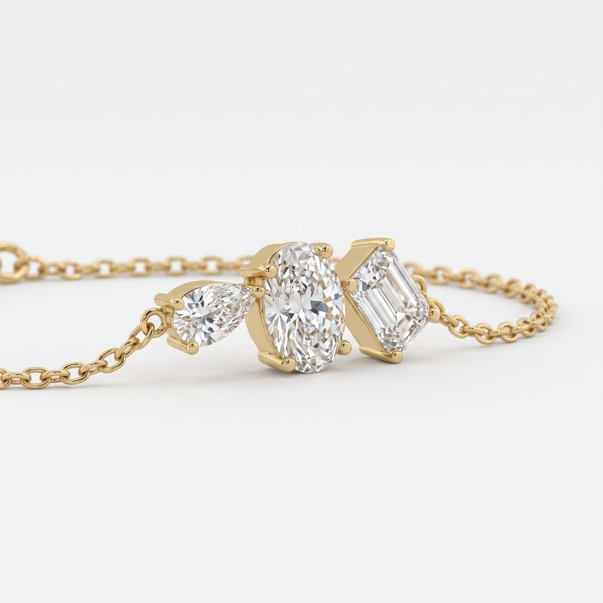 Luxe Lumière Three-Stone Chain Bracelet