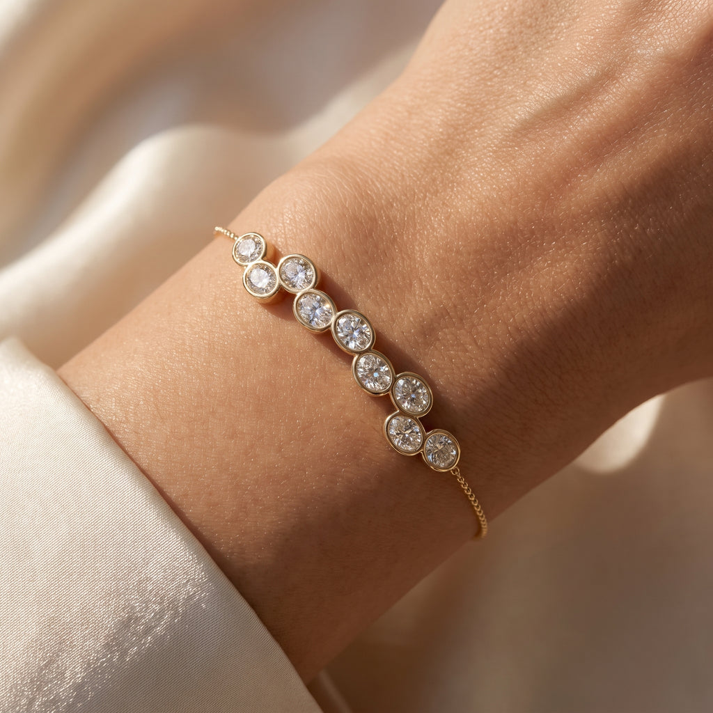Celestial Glow Oval Diamond Bezel Fashion Bracelet