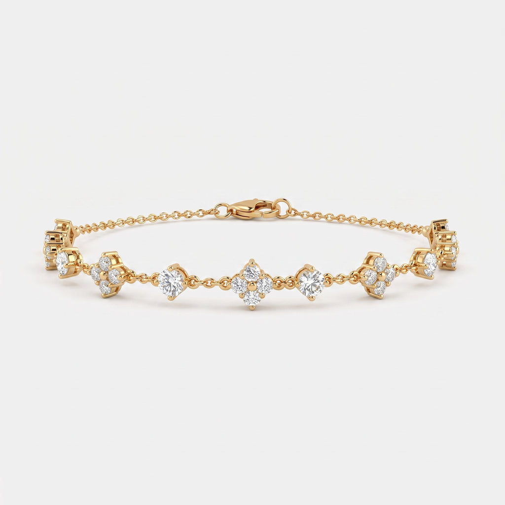 Luxury Radiance Round Diamond Floral Fashion Bracelet