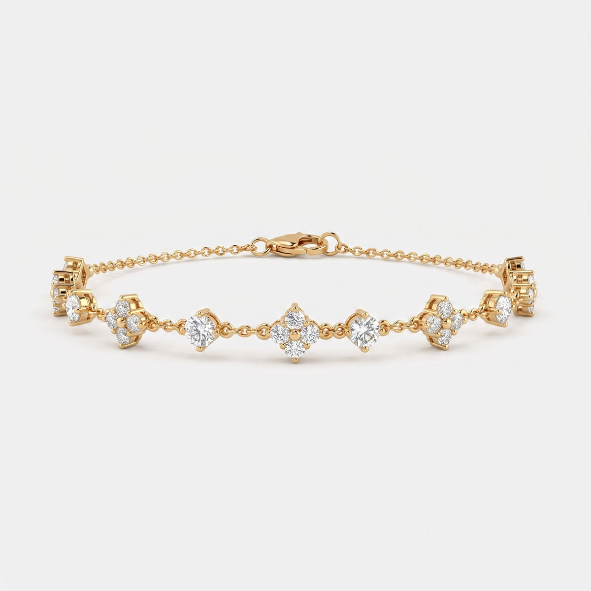 Luxury Radiance Round Diamond Floral Fashion Bracelet