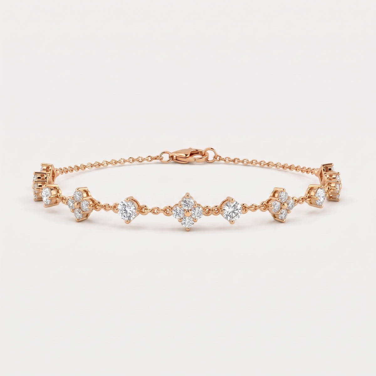 Luxury Radiance Round Diamond Floral Fashion Bracelet