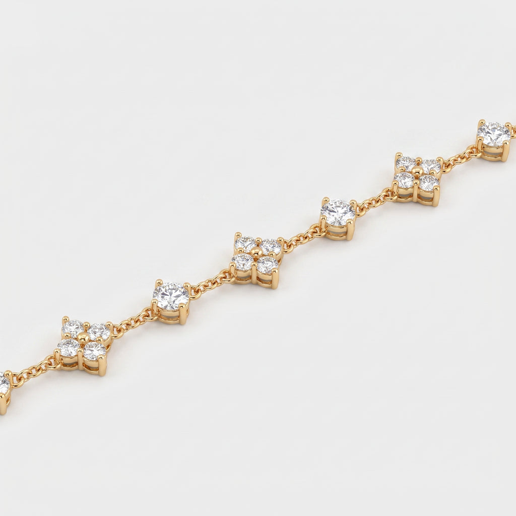 Luxury Radiance Round Diamond Floral Fashion Bracelet