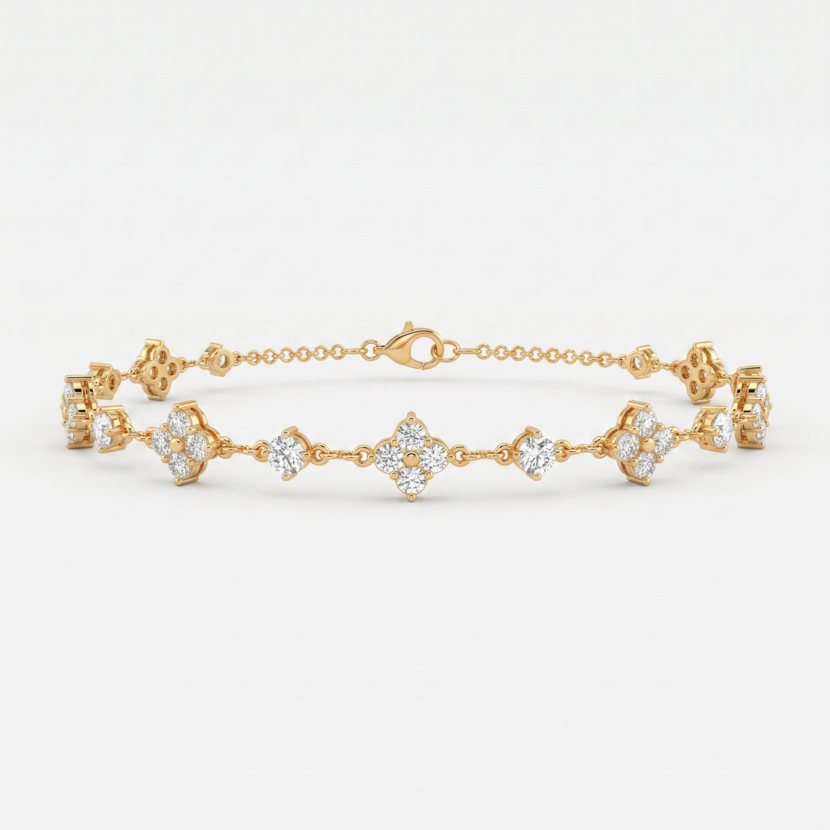 Luxury Radiance Round Diamond Floral Fashion Bracelet
